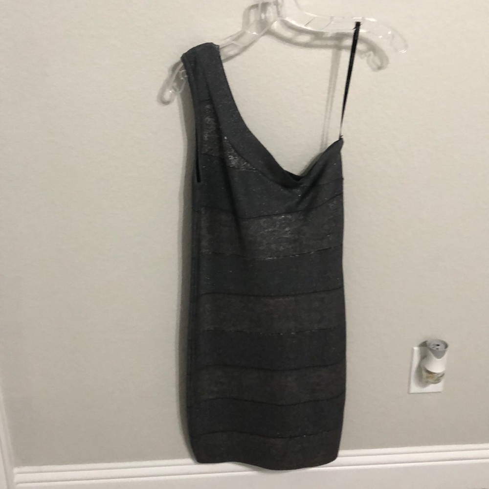 Bebe shimmy bandage one shoulder dress!